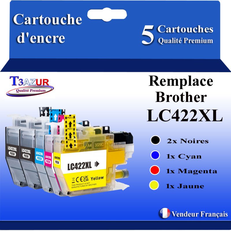 Lot de 5 Cartouches compatibles Brother LC422XL (LC422XLBK)