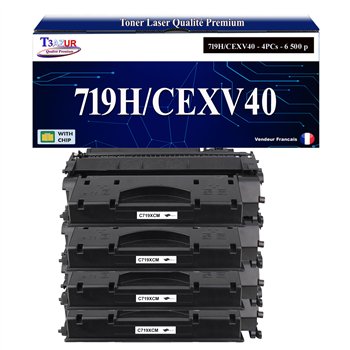 Lot de 4 Toners compatibles Canon 719H/CEXV40 (3480B002/3480B006) - Noire - 6 500 pages
