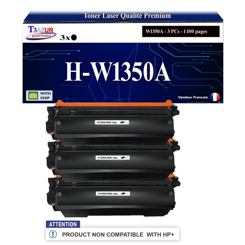3x Toners compatibles avec HP W1350A (135A) - 1 100 pages (non compatibles avec les Imprimantes HP+) 3x Toners compatibles avec HP W1350A (135A) - 1 100 pages (non compatibles avec les Imprimantes HP+)