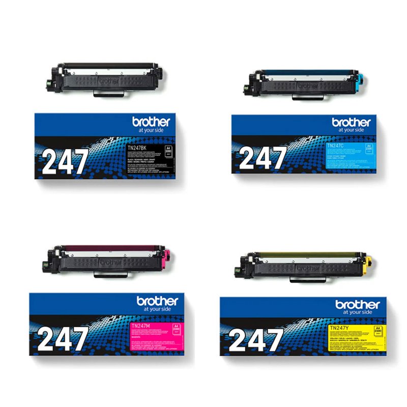 Premium Compatible- Lot de 4 Toners compatibles Brother TN247/ TN243