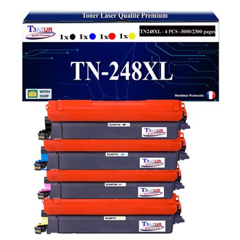 Lot de 4 Toners compatibles Brother TN248XL (Noir+Couleur)