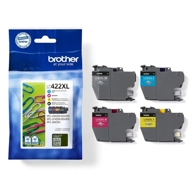 Original - Lot de 4 Cartouches Brother LC422XL (LC422XLVAL)