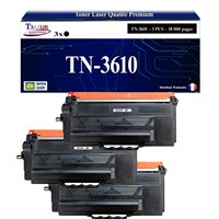 Lot de 3 Toners compatibles avec Brother TN3610 Noir- 18 000 pages