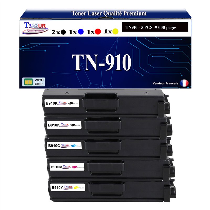 Lot de 4 toners compatibles Brother TN910