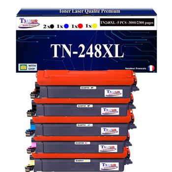 Lot de 5 Toners compatibles Brother TN248XL (Noir+Couleur)
