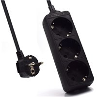 Multiprise 3 prises Ewent - Fiche Schuko 16 A - Noir
