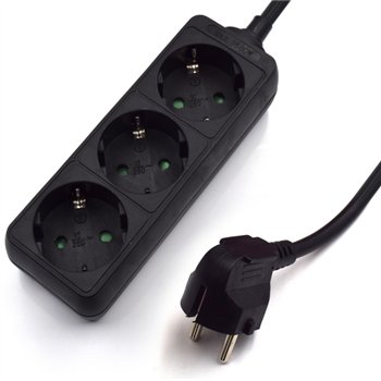 Multiprise 3 prises Ewent - Fiche Schuko 16 A - Noir