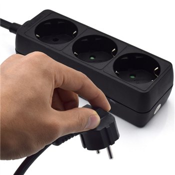 Multiprise 3 prises Ewent - Fiche Schuko 16 A - Noir