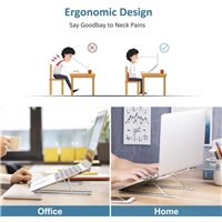 Support de voyage pliable Ewent EW1266 - Alliage d'aluminium - Surélève votre ordinateur portable de 5 à 15 cm - Argent