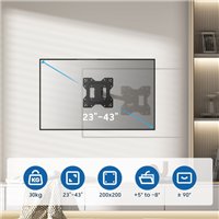 Support mural orientable pour téléviseur Ewent EW1521 - jusqu'à 43" - 30 kg - Noir