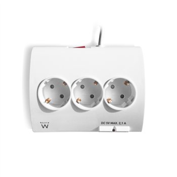 Multiprise Ewent - 5 prises - Version Schuko - 16 A - 2 ports USB - Câble de 1,5 m - Blanc