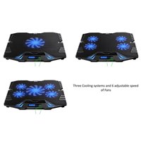 Support pour ordinateur portable Ewent - 5 ventilateurs silencieux jusqu'à 17" - 2 ports USB - 5 vitesses de ventilation