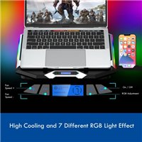 Support pour ordinateur portable Ewent jusqu'à 15,6" - 6 ventilateurs silencieux - 6 vitesses - LED RVB - Noir