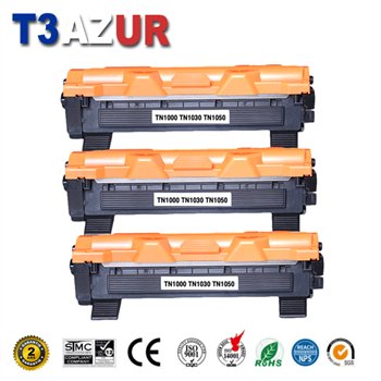Lot de 3 Toners compatibles avec Brother TN1050 - 1 000 pages