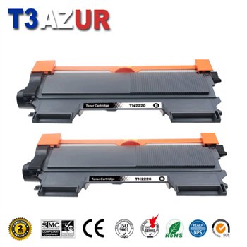 Lot de 2 Toners compatible avec Brother TN2220/ TN2010- 2 600 pages