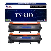 2x Toners Compatibles Brother TN-2420 / TN2410 Noir – Haute Capacité 3 000 Pages