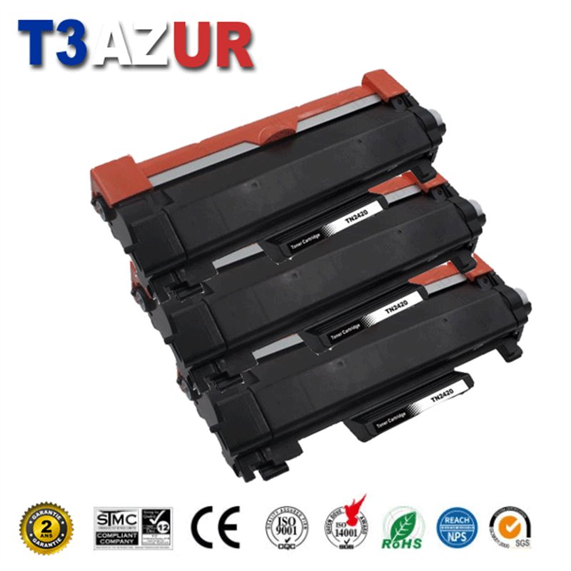 TN2420 - Lot de 3 Toners compatible Brother TN2420/ TN2410 - 3 000 pages TN2420 - Lot de 3 Toners compatible Brother TN2420/ TN2410 - 3 000 pages