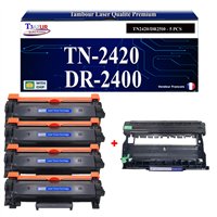 4 Toners+Tambour compatibles Brother TN2420/ TN2410/ DR2400