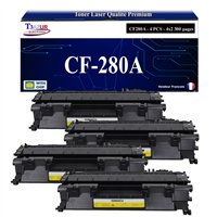Lot de 4 Toners compatibles HP CE505A/CF280A (05A/80A) - 2 300 pages