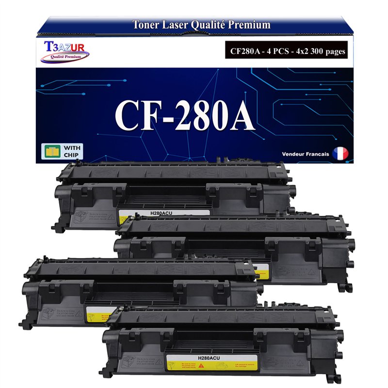 Lot de 4 Toners compatibles HP CE505A/CF280A (05A/80A) - 2 300 pages