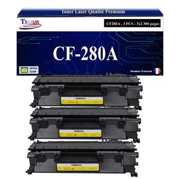 Lot de 3 Toners compatibles HP CE505A/CF280A (05A/80A) - 2 300 pages