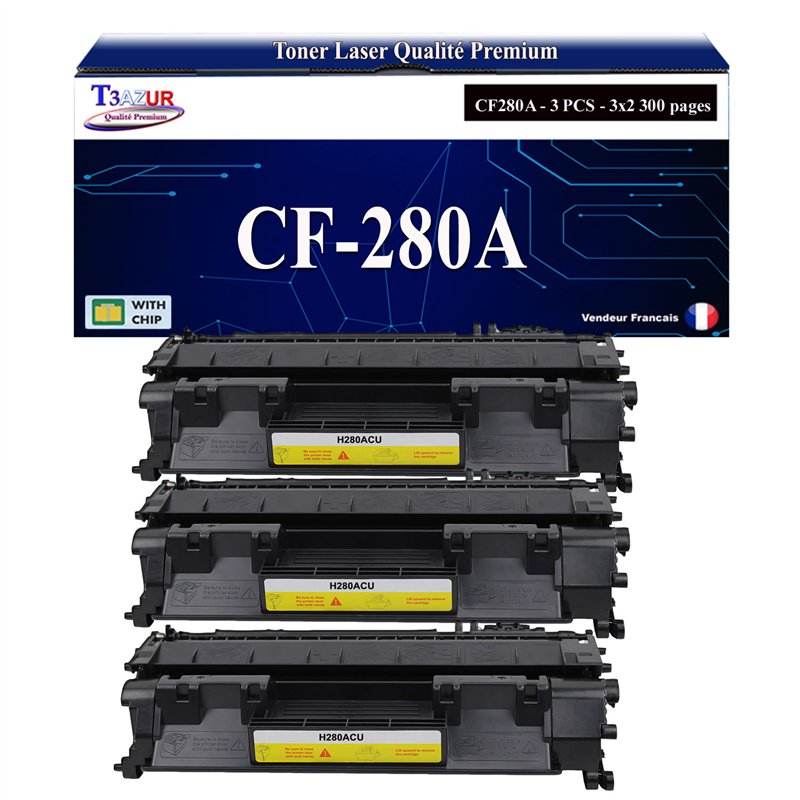 Lot de 3 Toners compatibles HP CE505A/CF280A (05A/80A) - 2 300 pages