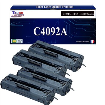 Lot de 4 Toners compatibles HP C4092A (92A) - 2 500 pages