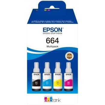 Pack de 4 bouteilles d'encre d'origine Epson 664 C13T664640