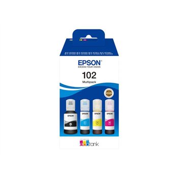 Lot de 4 bouteilles d'encre d'origine Epson 102 - C13T03R640