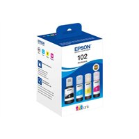 Lot de 4 bouteilles d'encre d'origine Epson 102 - C13T03R640