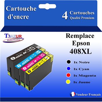 Lot de 4 Cartouches d'encre génériques Epson 408L