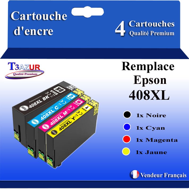 Lot de 4 Cartouches d'encre génériques Epson 408L