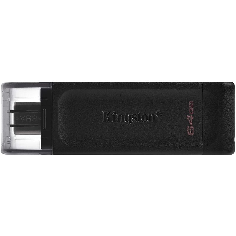 Mémoire USB Type C Kingston DataTraveler 70 64 Go - USB-C 3.2 Gen 1 - Avec couvercle - Noir (Pendrive) Mémoire USB Type C Kingston DataTraveler 70 64 Go - USB-C 3.2 Gen 1 - Avec couvercle - Noir (Pendrive)