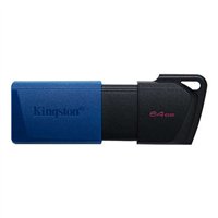 Clé USB Kingston DataTraveler Exodia M 64 Go - USB 3.2 Gen 1 - Capuchon amovible - Porte-clés - Noir/Bleu (clé USB)