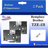Rubans générique Brother TZE-131 (TZ-131)- Noire/Transparent- 12mm * 8m