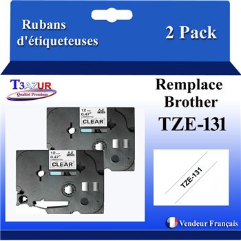 Rubans générique Brother TZE-131 (TZ-131)- Noire/Transparent- 12mm * 8m
