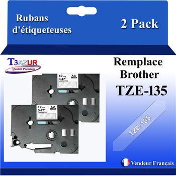 Rubans générique Brother TZE-135 (TZ-135)- Blanche/Transparent- 12mm * 8m