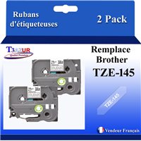 Ruban pour étiquettes laminé générique Brother TZe141 - Texte noir sur fond transparent - Largeur 18 mm x 8 mètres