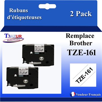 Ruban pour étiquettes laminé générique Brother TZe151 - Texte noir sur fond transparent - Largeur 24 mm x 8 mètres