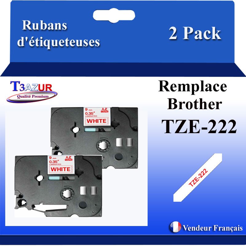 Rubans générique Brother TZE-222 (TZ-222)- Rouge/Blanche- 9mm * 8m Rubans générique Brother TZE-222 (TZ-222)- Rouge/Blanche- 9mm * 8m