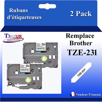 Rubans générique Brother TZE-231 (TZ-231)- Noire/Blanche- 12mm * 8m