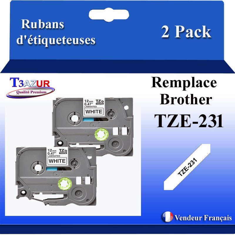 Rubans générique Brother TZE-231 (TZ-231)- Noire/Blanche- 12mm * 8m Rubans générique Brother TZE-231 (TZ-231)- Noire/Blanche- 12mm * 8m