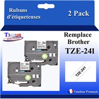 Ruban générique Brother TZE241 (TZ-241)- Noire/Blanche- 18mm * 8m