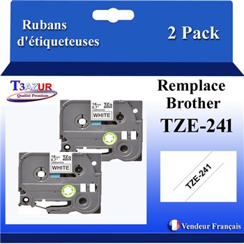 Ruban générique Brother TZE241 (TZ-241)- Noire/Blanche- 18mm * 8m