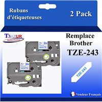 Ruban générique Brother TZE241 (TZ-241)- Noire/Blanche- 18mm * 8m