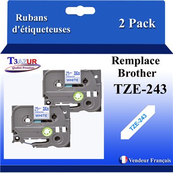 Ruban générique Brother TZE241 (TZ-241)- Noire/Blanche- 18mm * 8m