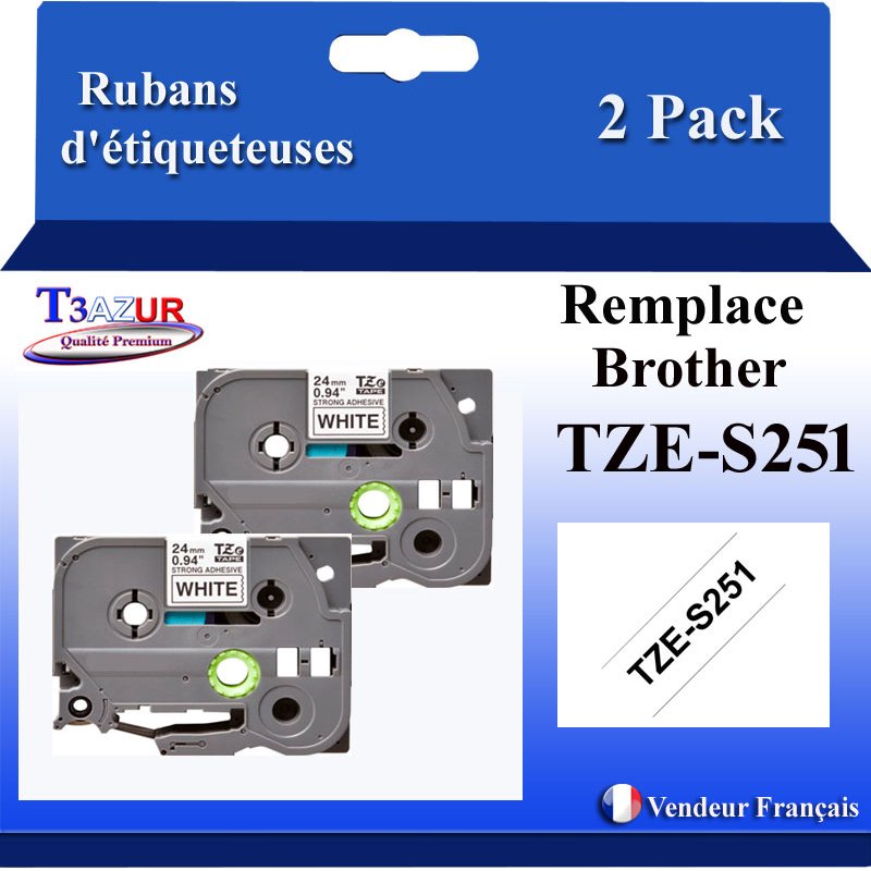 Ruban générique Brother TZE251 (TZ-251)- Noire/Blanche- 24mm * 8m Ruban générique Brother TZE251 (TZ-251)- Noire/Blanche- 24mm * 8m