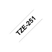 Ruban pour étiquettes laminé générique Brother TZe251 - Texte noir sur fond blanc - Largeur 24 mm x 8 mètres
