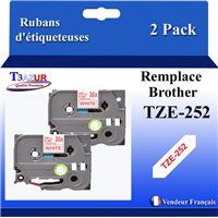Ruban générique Brother TZE251 (TZ-251)- Noire/Blanche- 24mm * 8m