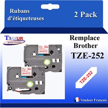 Ruban générique Brother TZE251 (TZ-251)- Noire/Blanche- 24mm * 8m